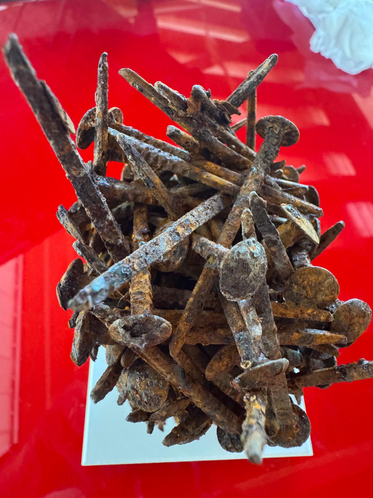 Detail of the heads of the nails.